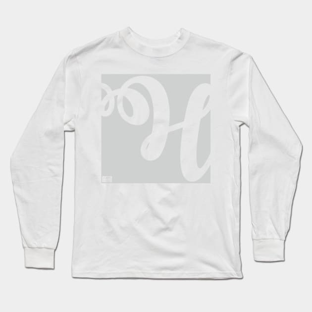 Letter H Elegant Cursive Calligraphy Initial Monogram Long Sleeve T-Shirt by porcodiseno